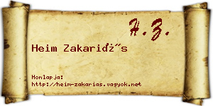 Heim Zakariás névjegykártya